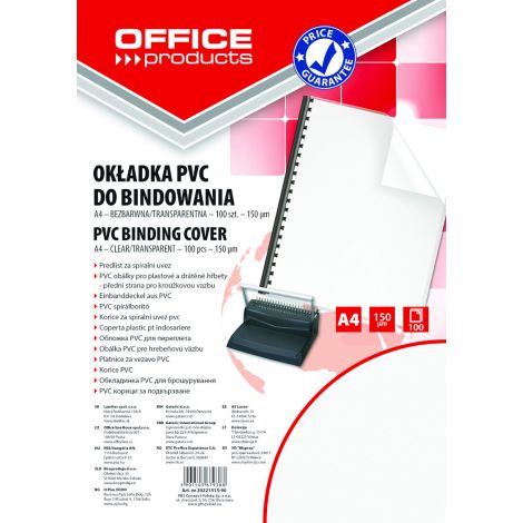 Okładki do bindowania Office A4 Przezroczysta, 100szt